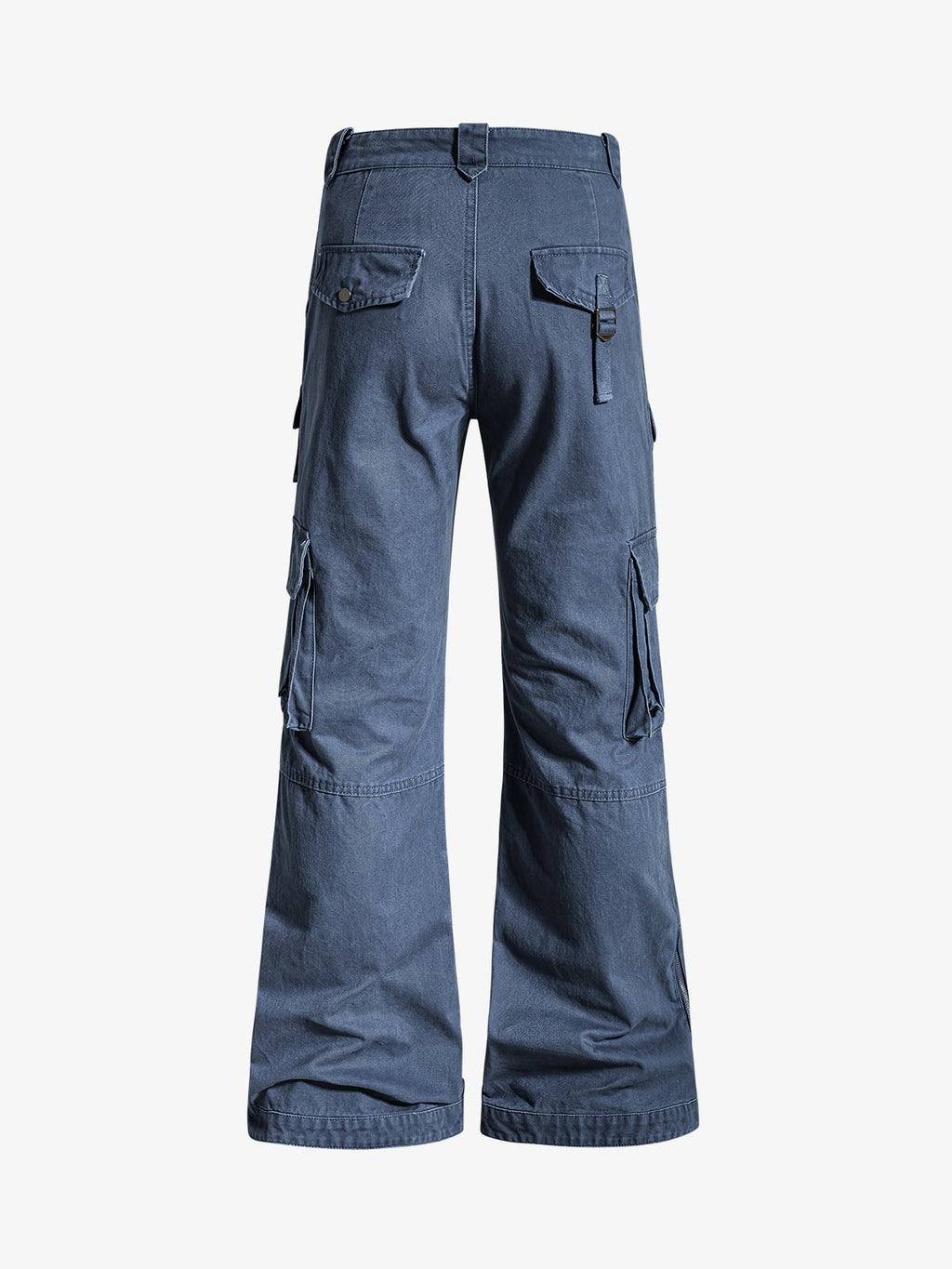 Vintage Washed Multi-Pocket Adjustable Strap Flare Cargo Pants