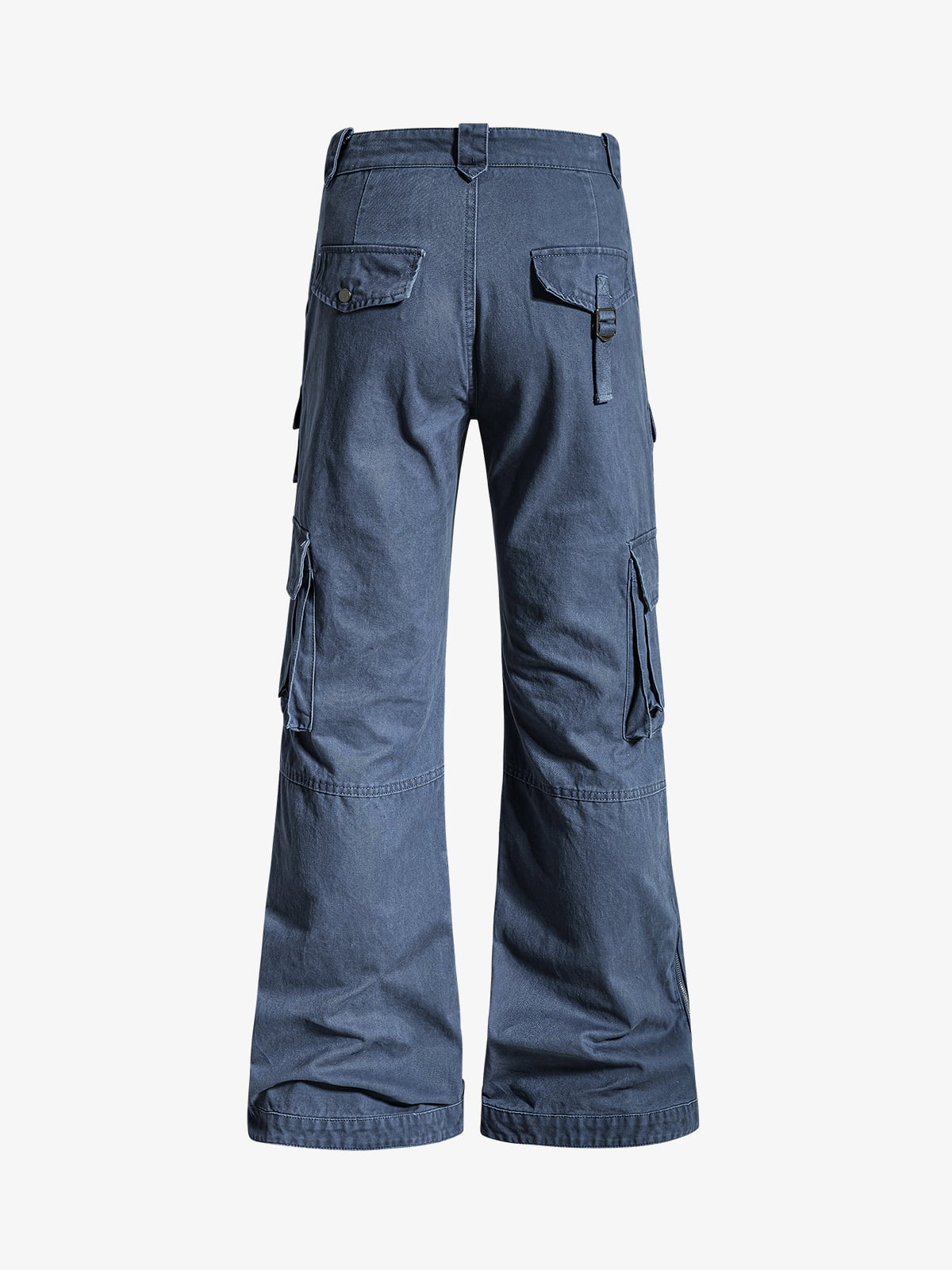 Vintage Washed Multi-Pocket Adjustable Strap Flare Cargo Pants