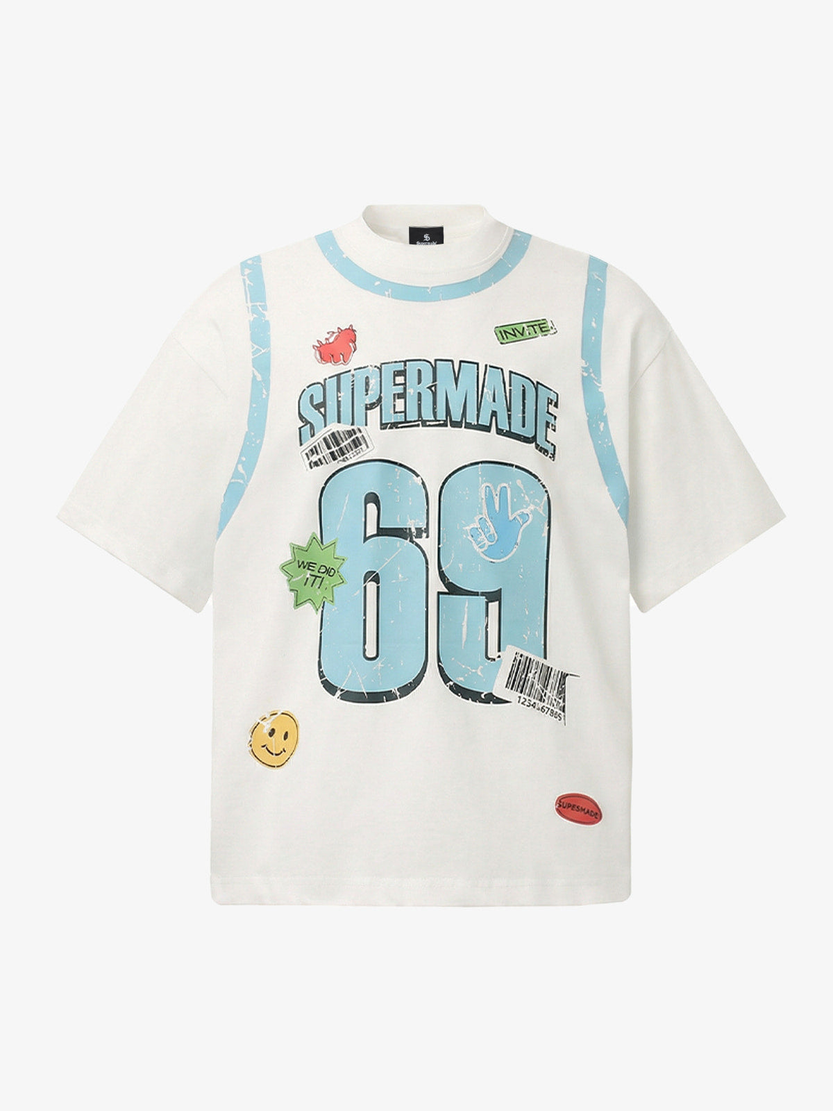 Distressed Number 69 Graphic Print T-Shirt