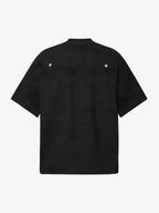 Metallic Print Suede Crew Neck T-Shirt