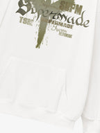 Vintage Washed Angel Halo Distressed Letter Graphic Hoodie
