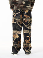 Vintage Washed Distressed Leaf Camouflage Jeans