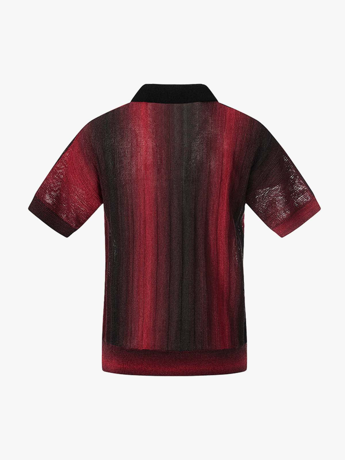 Gradient Textured Knit Polo Shirt