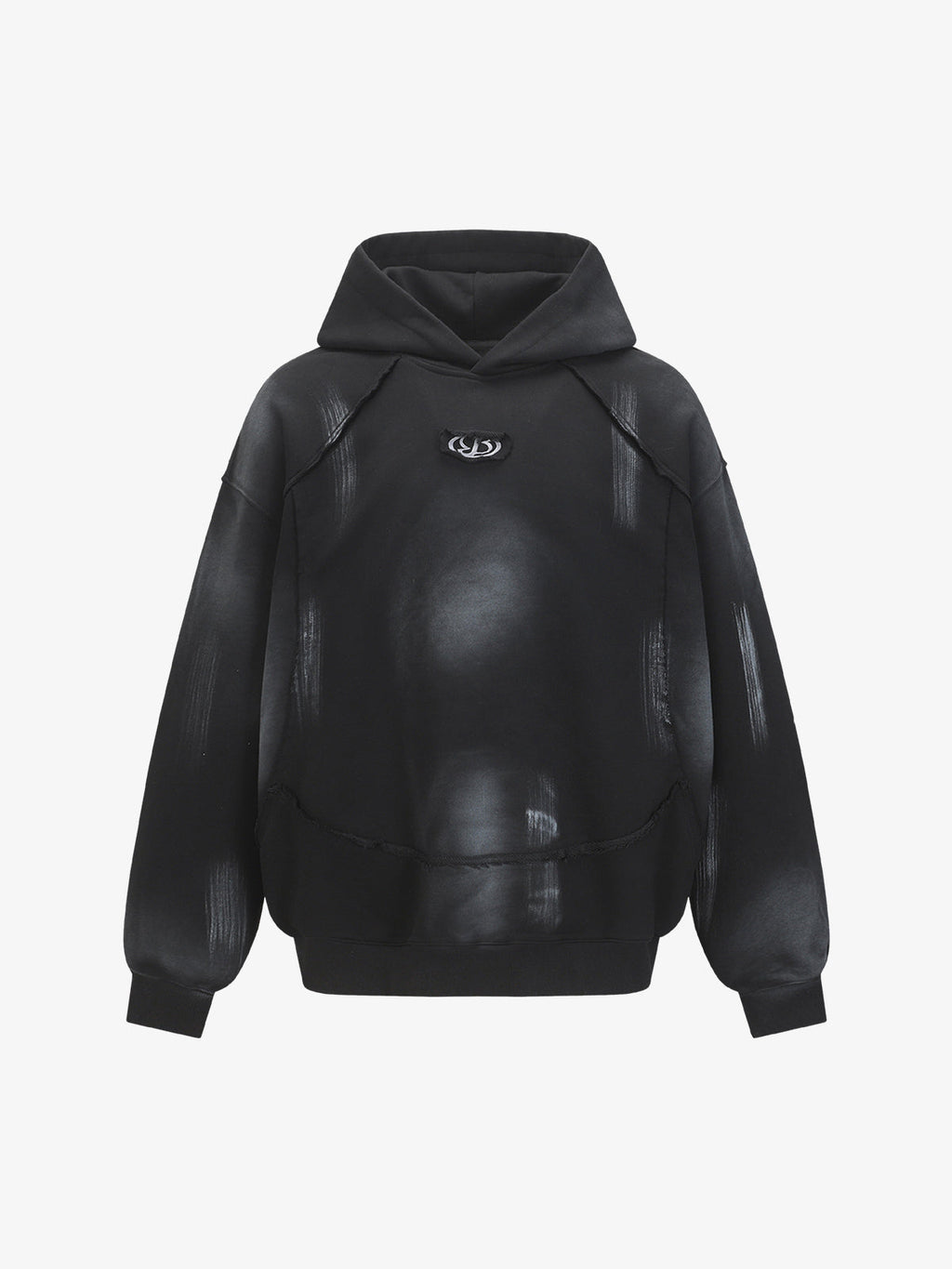 Hip-Hop Wasteland Ink-Dyed Raw Edge Hoodie