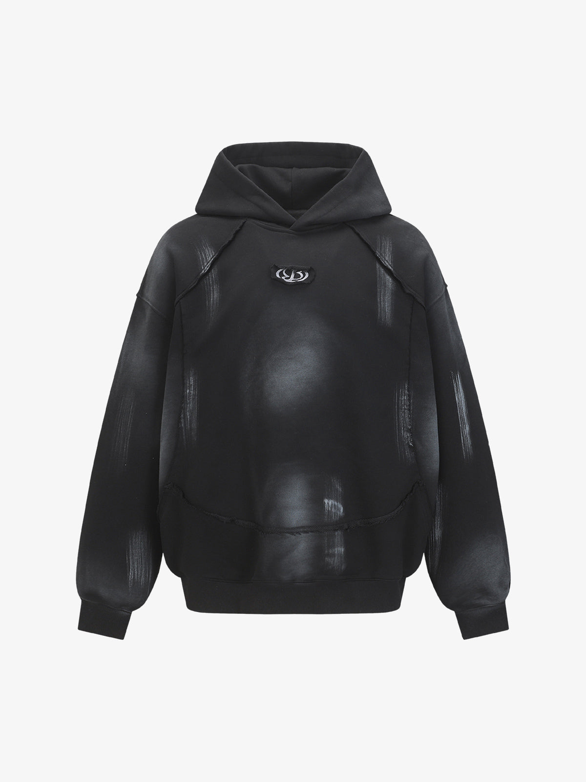 Hip-Hop Wasteland Ink-Dyed Raw Edge Hoodie