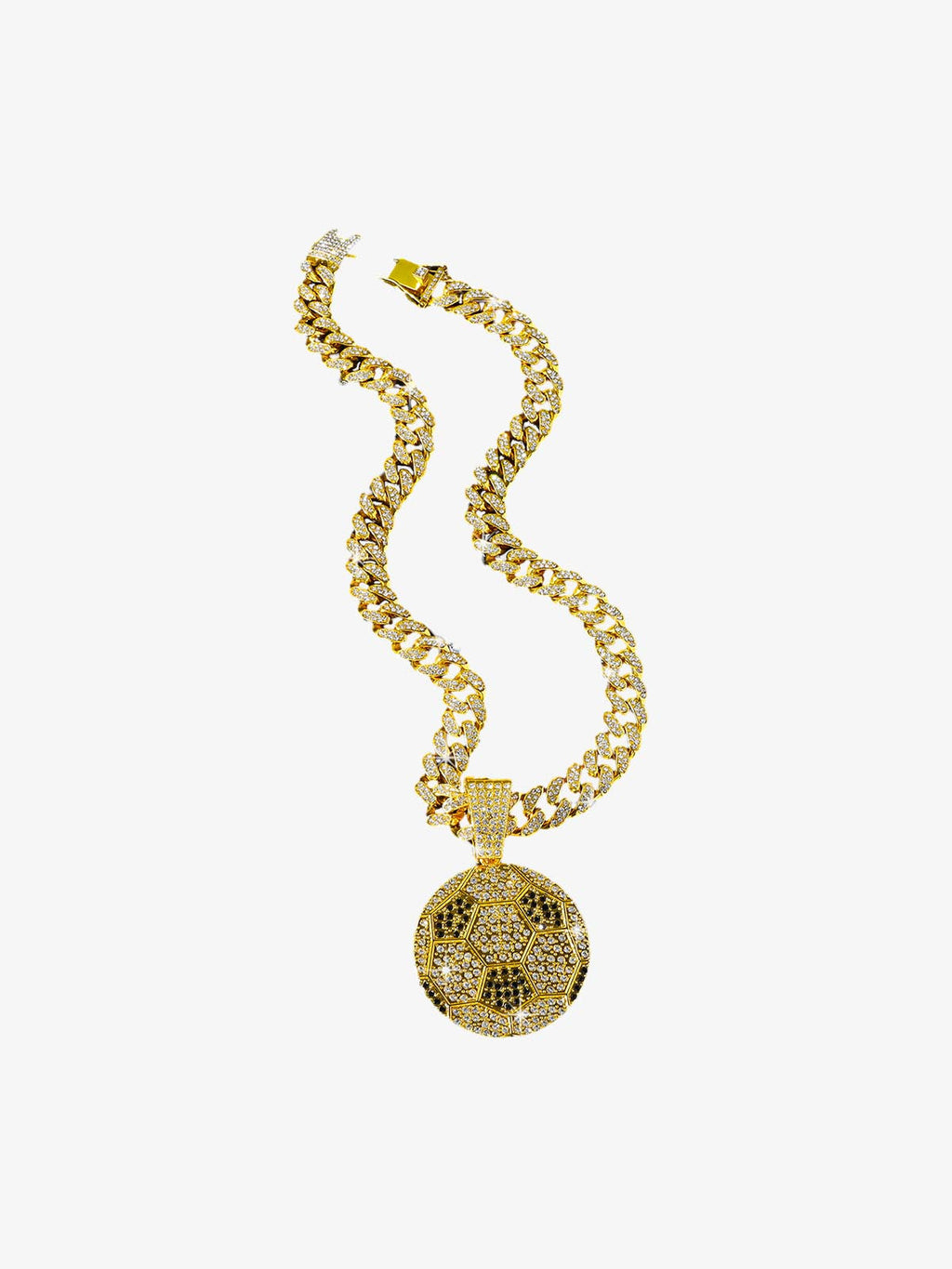 Iced Soccer Ball Pendant Chain Necklace
