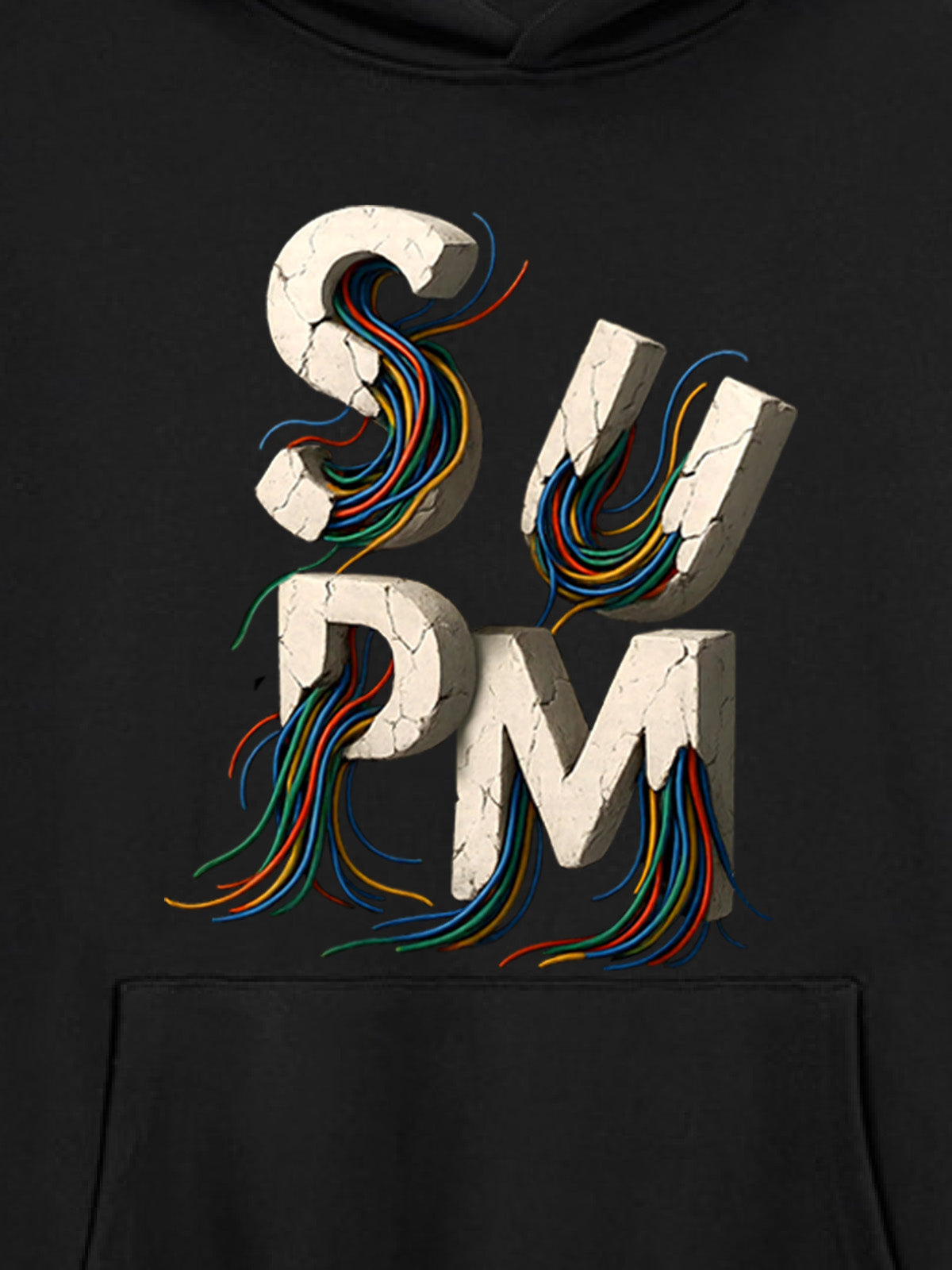 French Terry Streetwear Gravel Wire Font Hoodie