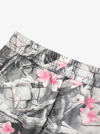Gothic Devil Graphic Fleece-Lined Wide-Leg Sweatpants