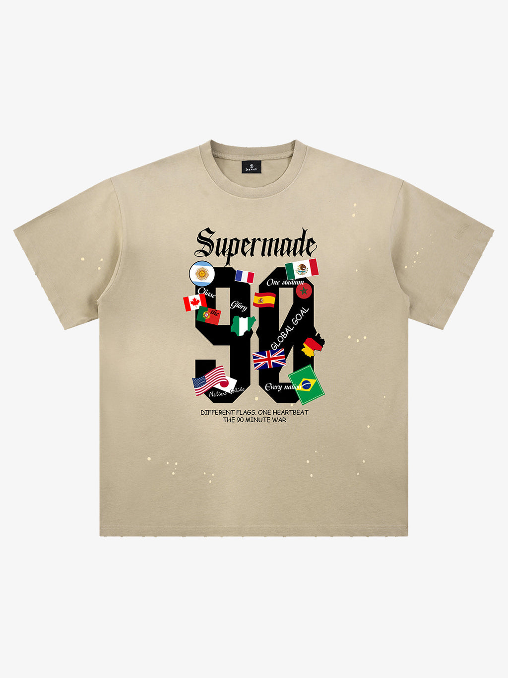 Washed 90 Flags Soccer Graphic T-Shirt