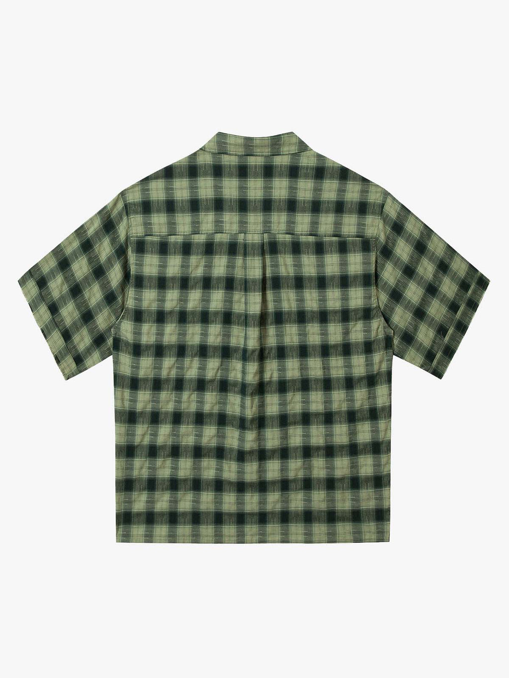 Plaid Applique Printed Short Sleeve Shirt - 2463