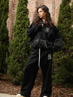 precipice Pearl Embellished Zip Up Set - 2596