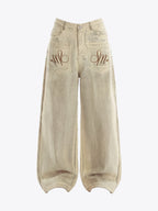 Washed SM Embroidered Wide Leg Pants