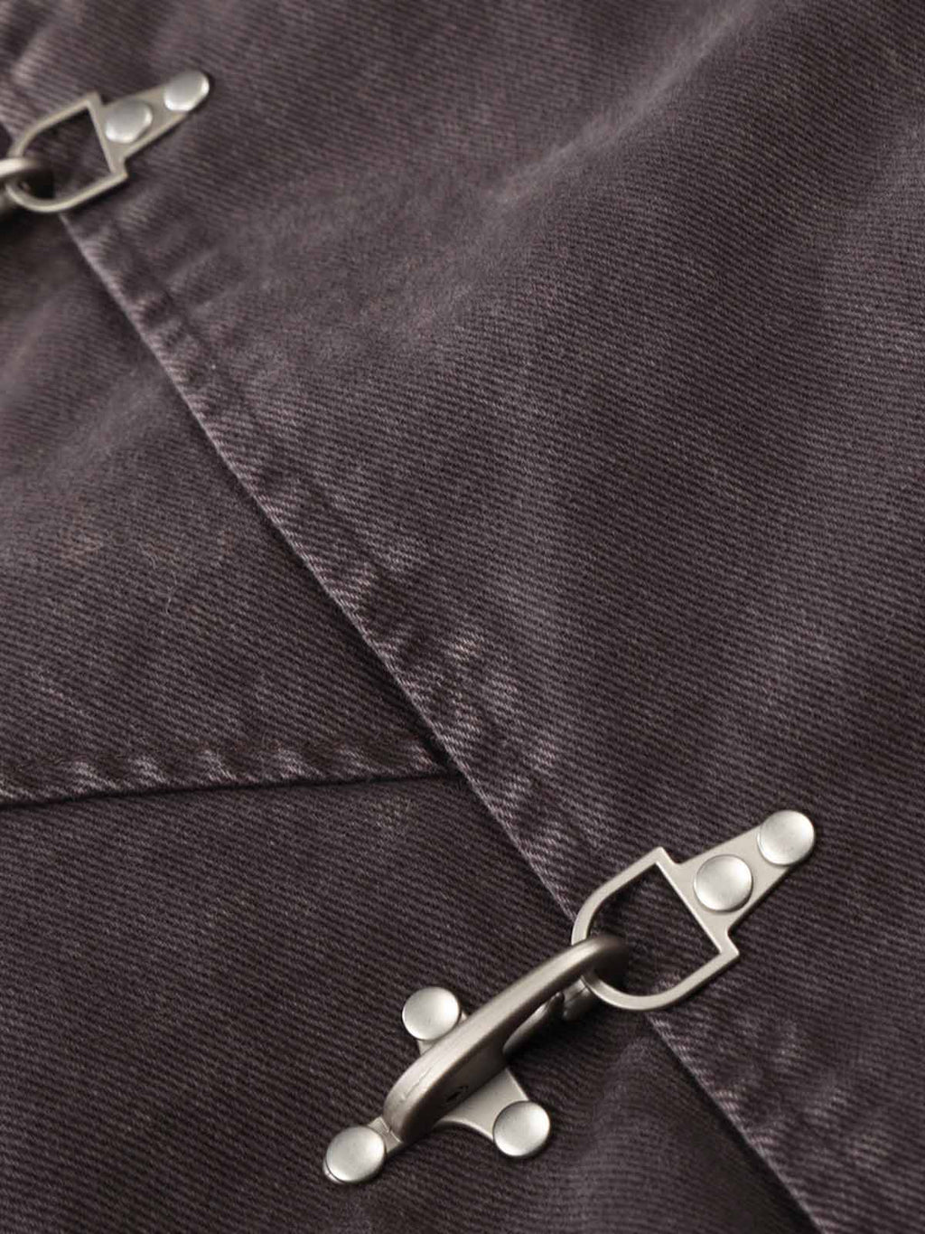 Washed Denim Metal Toggle Clasp Hooded Jacket