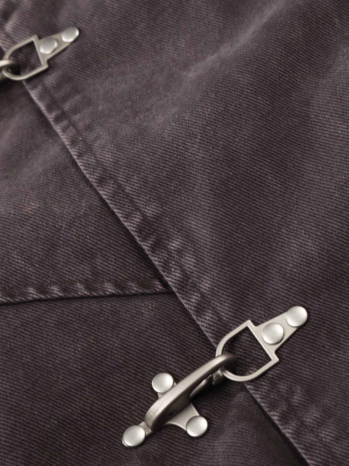 Washed Denim Metal Toggle Clasp Hooded Jacket