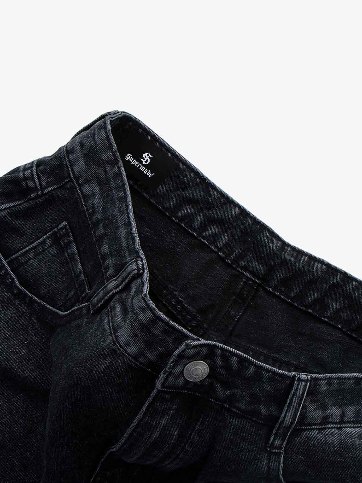 Contrast Stripe Panel Barrel Denim Jeans - 2607