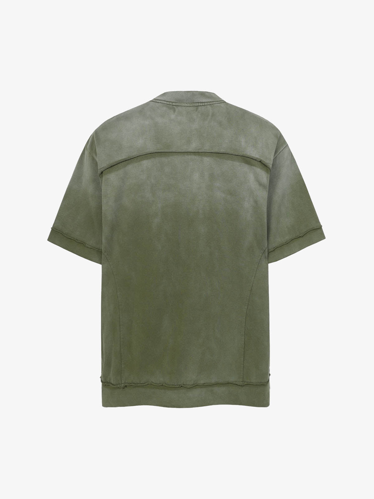 Spray Washed Raw Edge Raglan Knit T-Shirt