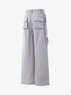 Vintage Drawstring Draped Embroidered Wide Leg Pants