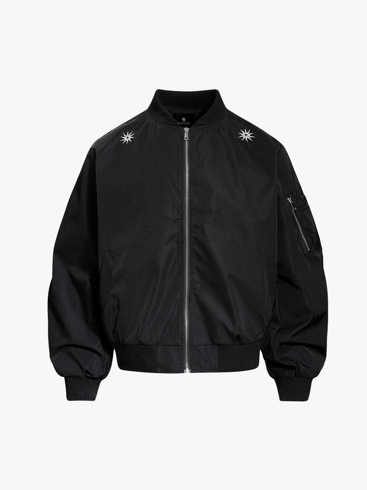 Vintage Graphic Star Embroidered Bomber Jacket