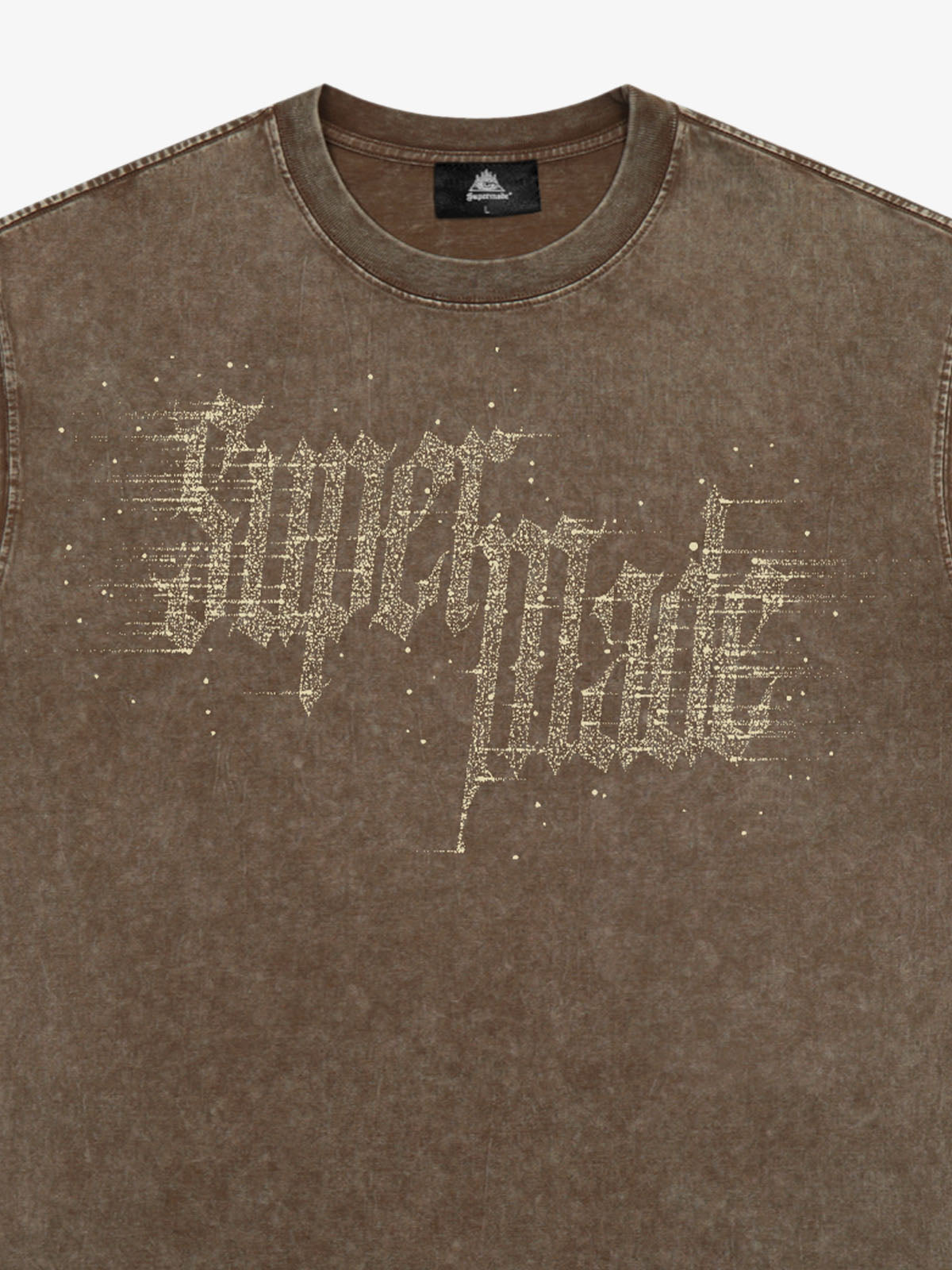Washed Gothic Letter Imitation Diamond T-Shirt