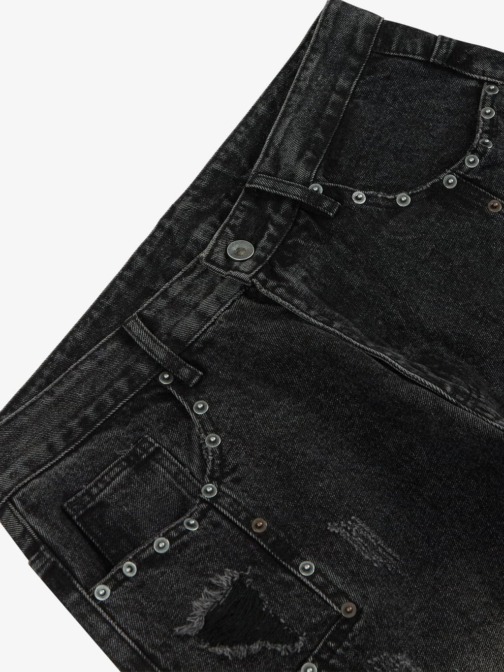 Vintage Washed Distressed Metal Ring Baggy Jeans