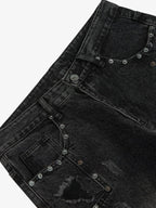 Vintage Washed Distressed Metal Ring Baggy Jeans