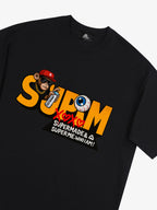SUPM Trendy Hip-Hop Monkey Graffiti Font T-Shirt