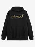 Metallic Script Letter Cross Graphic Hoodie