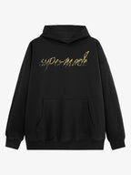 Metallic Script Letter Cross Graphic Hoodie