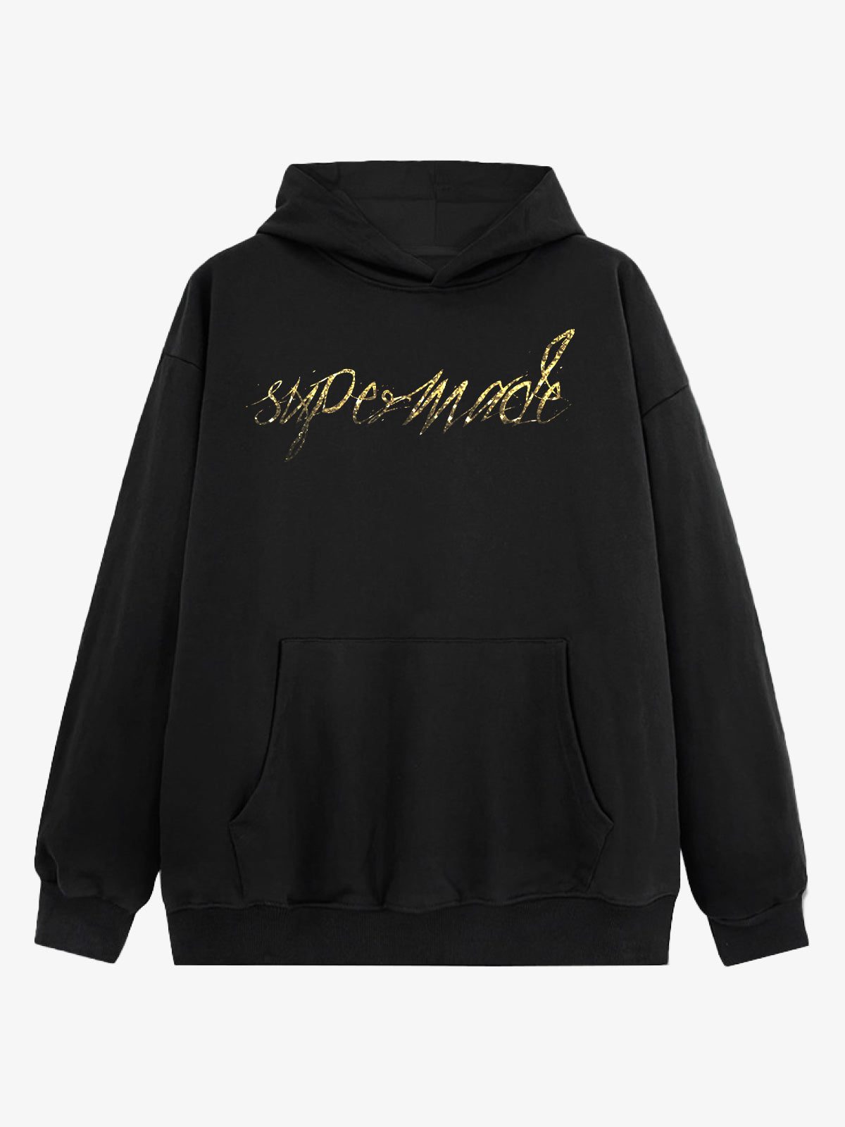 Metallic Script Letter Cross Graphic Hoodie