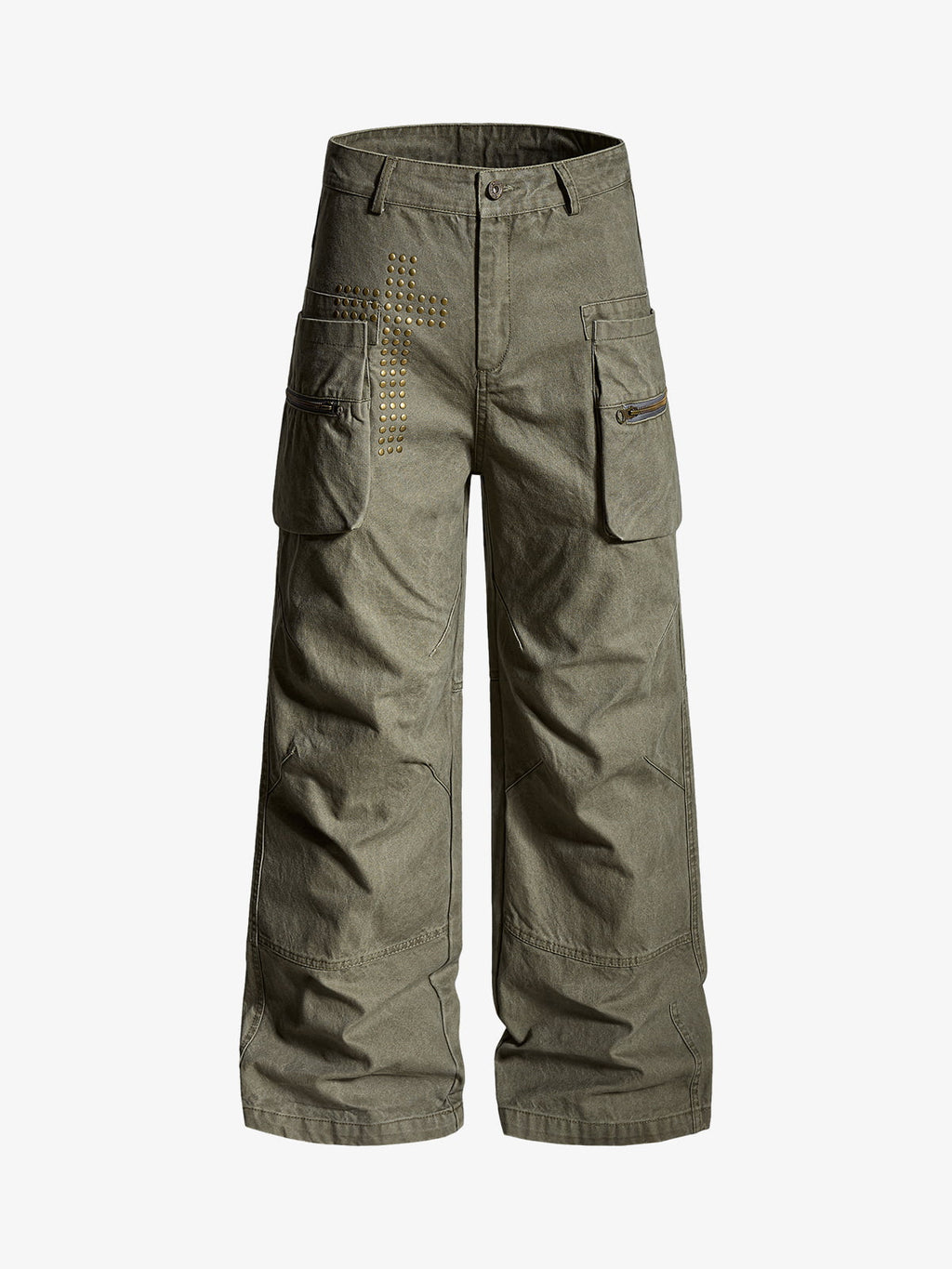 Vintage Utility Studded Cross Straight Leg Pants
