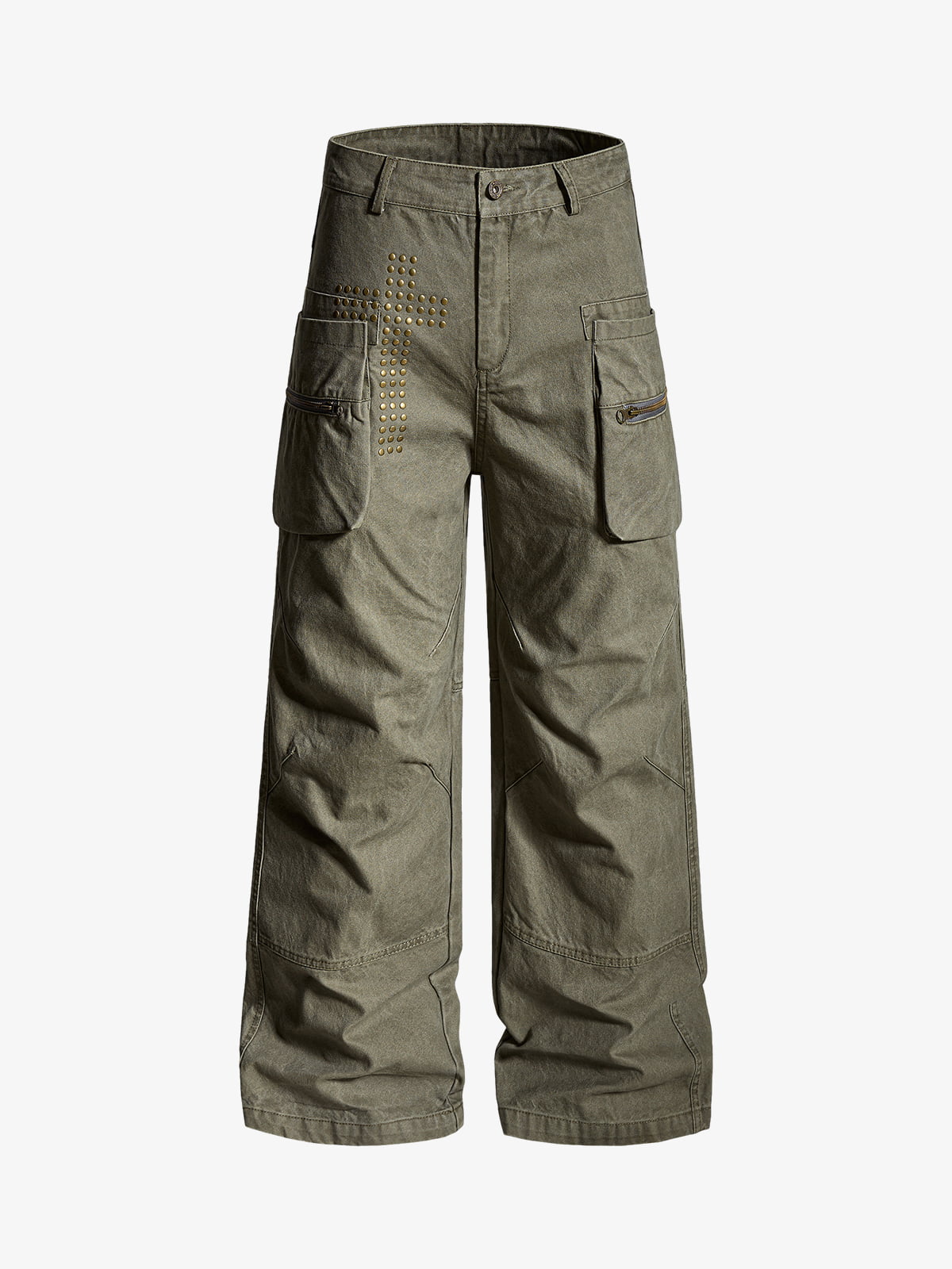 Vintage Utility Studded Cross Straight Leg Pants