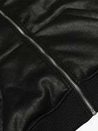 Vintage Leather Badge Fleece-lined Hooded Zip Bomber Jacket - 2547
