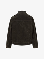 Retro Unique Metal Button Suede Lapel Bomber Jacket - 2538