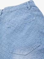 Vintage Distressed Textured Ripped Wide Leg Denim Jorts