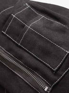 Washed Patchwork Contrast Bomber Jacket
