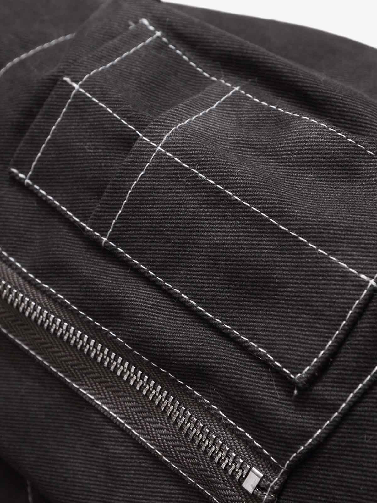Washed Patchwork Contrast Bomber Jacket
