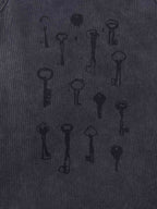 Washed Distressed Key Print Vest