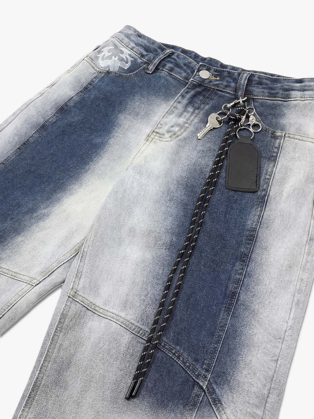 Washed Scorpion Graphic Curved Panel Pants - 2615