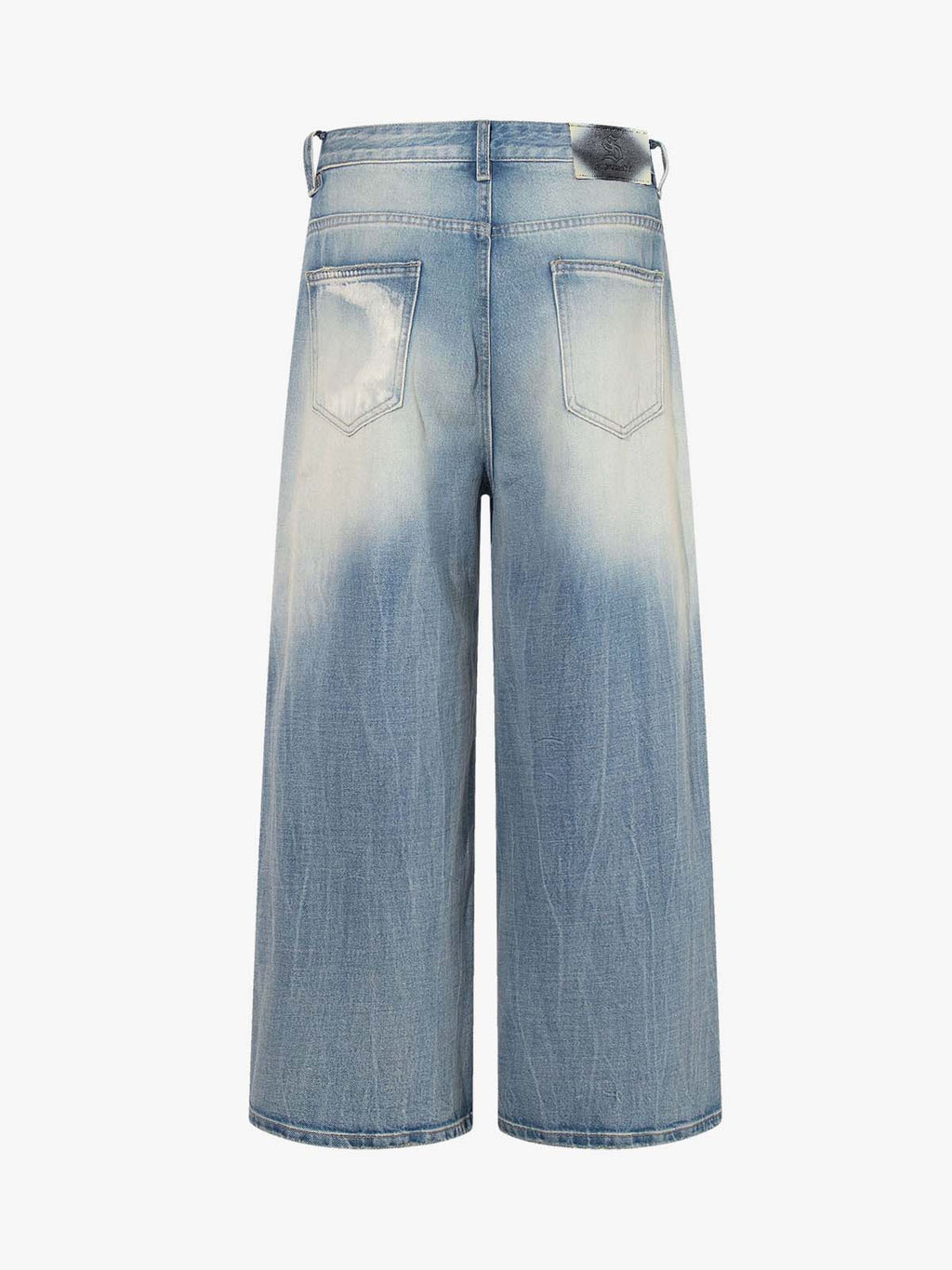 Bleach Wash Wide Leg Denim Jeans