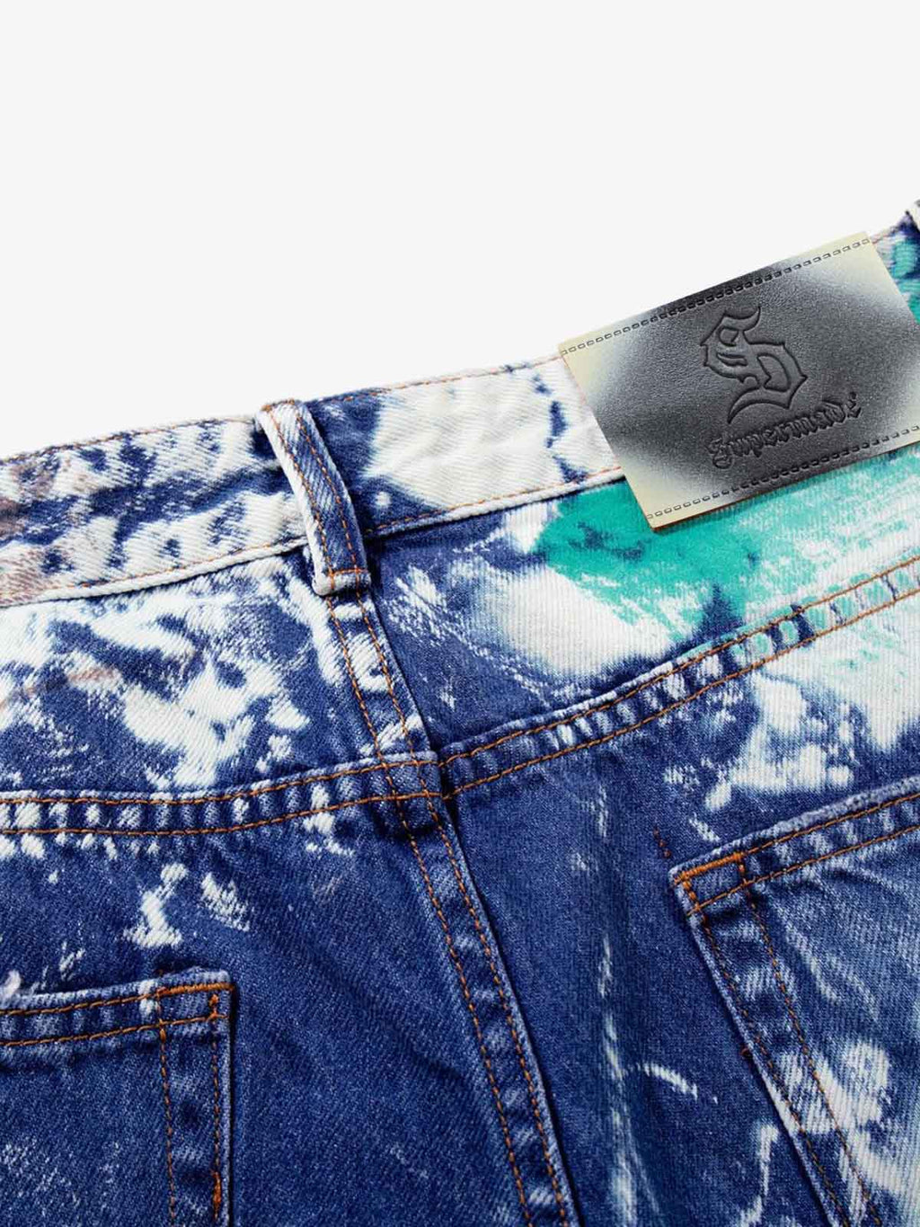 Artistic Brushstroke Hand-Painted Effect Jeans