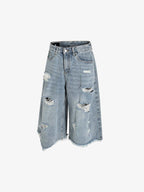 Distressed Light Wash Denim Jorts