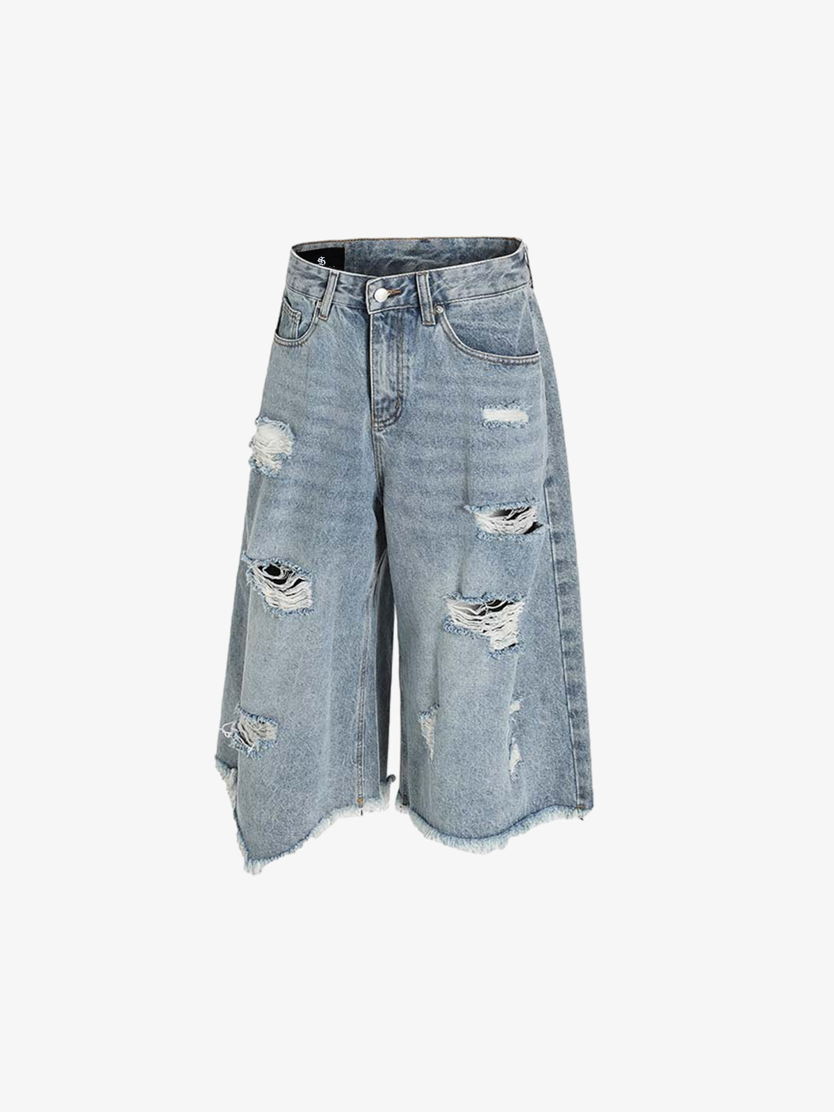 Distressed Light Wash Denim Jorts
