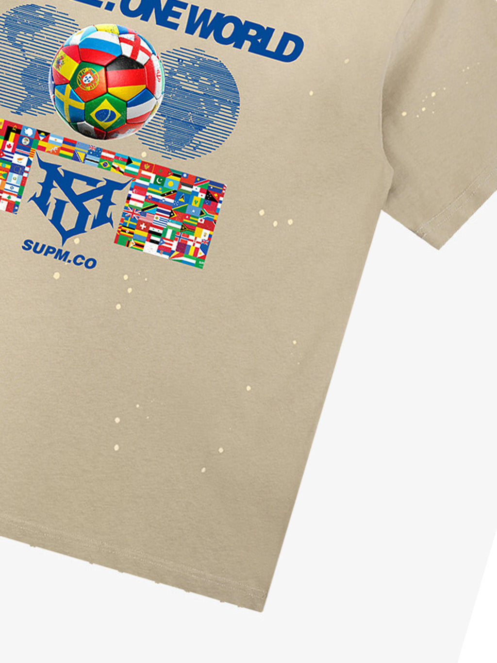 Washed One Ball One World Soccer Graphic T-Shirt