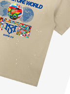 Washed One Ball One World Soccer Graphic T-Shirt