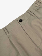 Structured Panel Pleated Wide Leg Barrel Pants