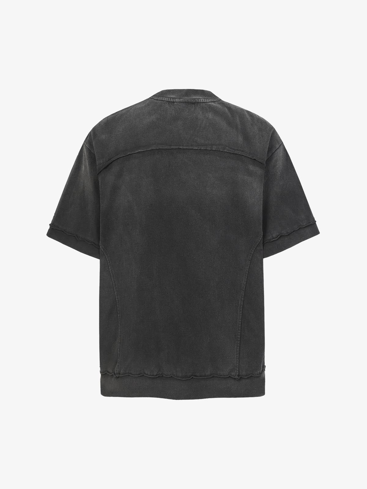 Spray Washed Raw Edge Raglan Knit T-Shirt