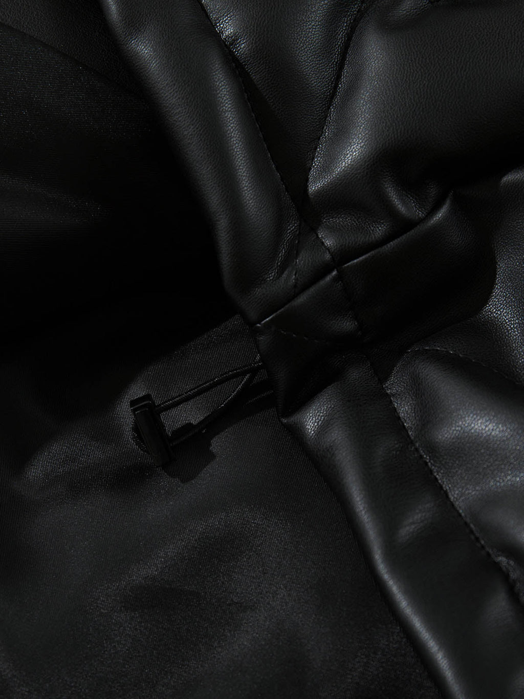 Minimalist Faux Leather Stand Collar Puffer Vest