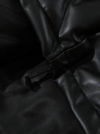Minimalist Faux Leather Stand Collar Puffer Vest