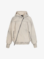 Retro Asymmetric Zip Up Deconstructed Hoodie