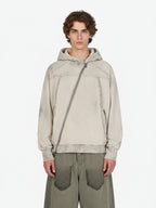 Retro Asymmetric Zip Up Deconstructed Hoodie